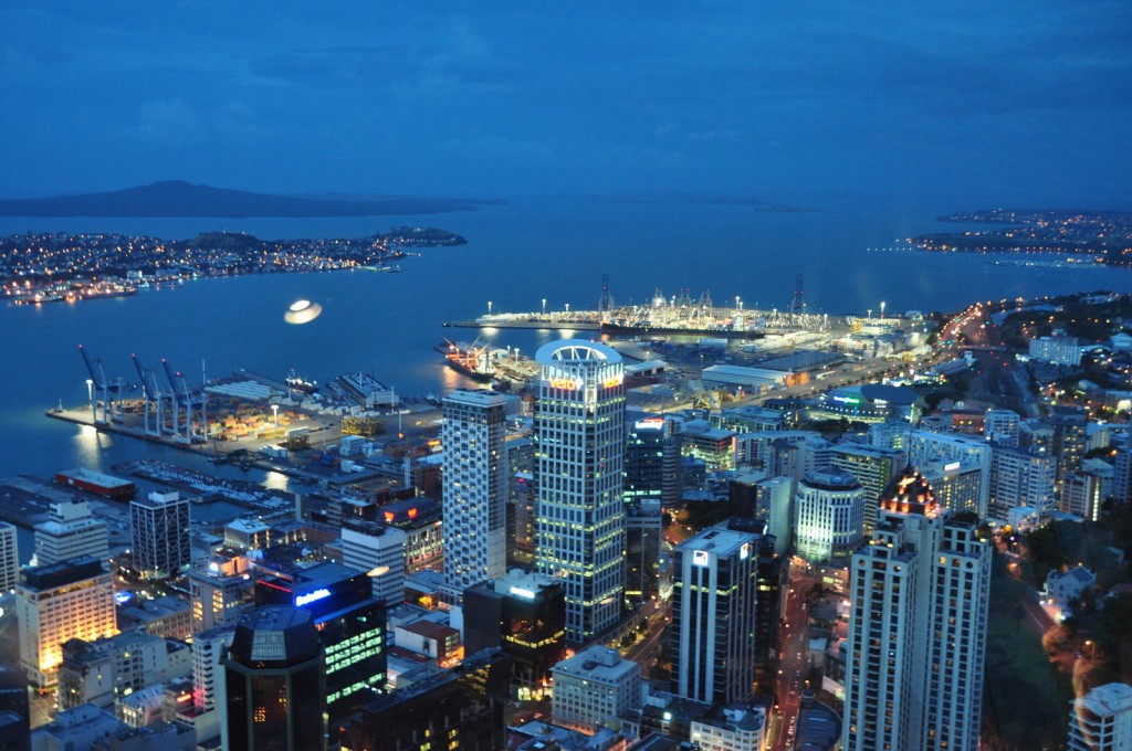 We got some beautiful city views from the top of the Sky Tower in Auckland.